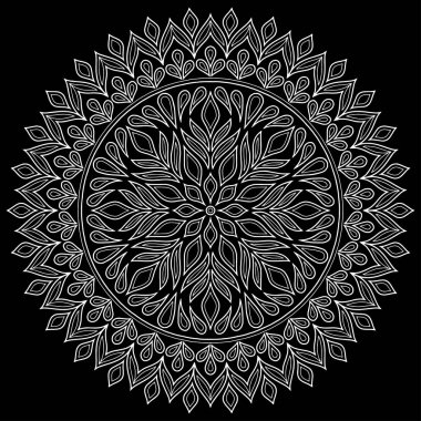 Mandala desen beyaz karalamalar keyfi kroki