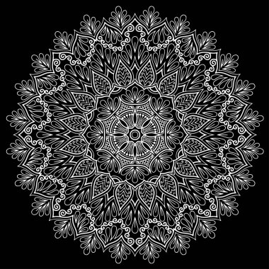 Mandala desen beyaz karalamalar keyfi kroki