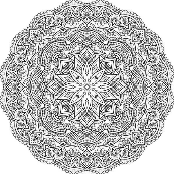 Mandala Czarno Biały Wzór Doodle Szkic Dobry Nastrój — Wektor stockowy