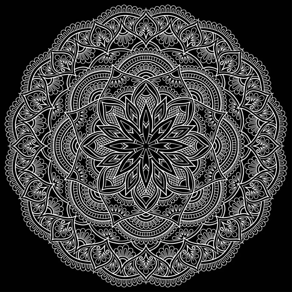 Patrón Mandala Garabatos Blancos Bosquejo Buen Humor — Vector de stock