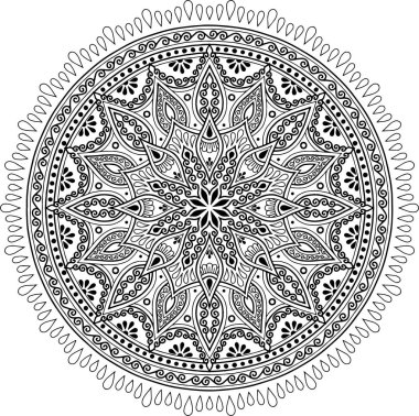 Mandala desen siyah beyaz karalamalar keyfi kroki