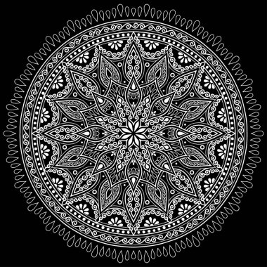 Mandala desen beyaz karalamalar keyfi kroki