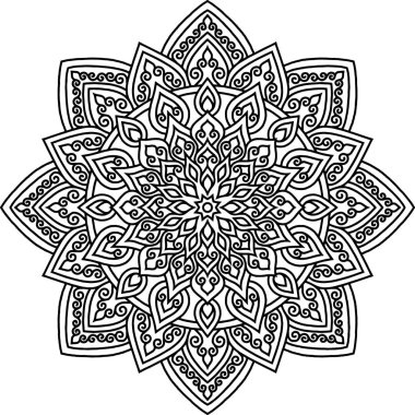 Mandala desen siyah beyaz karalamalar keyfi kroki
