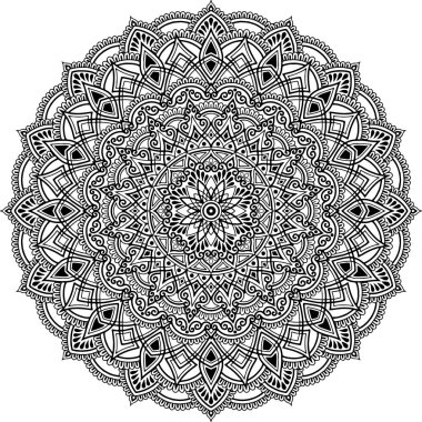 Mandala desen siyah beyaz karalamalar kroki