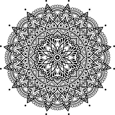 Mandala desen siyah beyaz karalamalar kroki