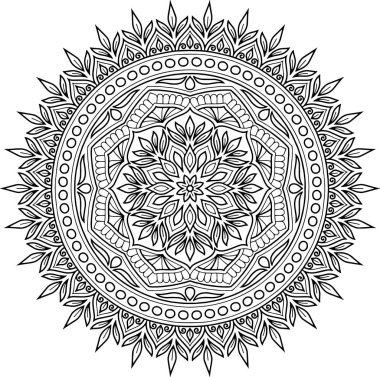 Mandala desen siyah beyaz karalamalar kroki