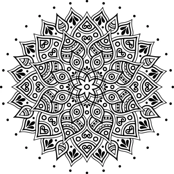 Mandala minta fekete-fehér doodles vázlat — Stock Vector