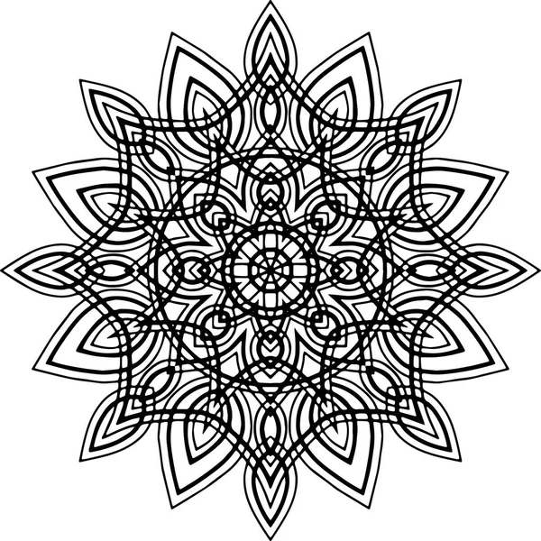 Mandala padrão preto e branco rabiscos esboço — Vetor de Stock