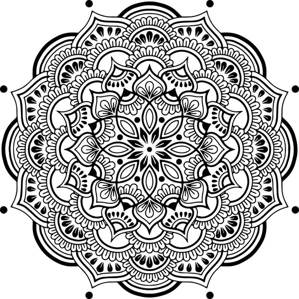 Croquis gribouillis noir et blanc motif mandala — Image vectorielle