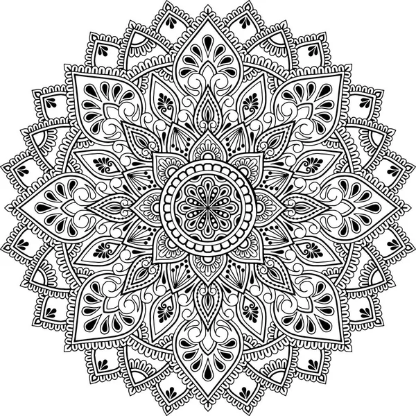 Patrón Mandala croquis garabatos en blanco y negro — Archivo Imágenes Vectoriales