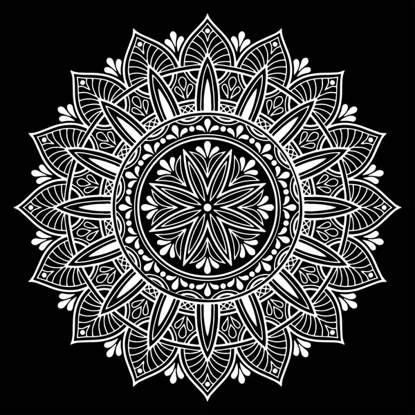 Patrón mandala garabatos blanco bosquejo — Vector de stock