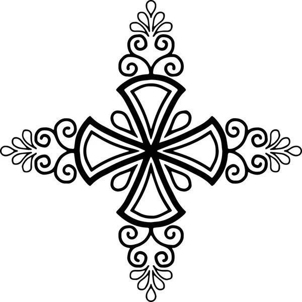 Croce doodle bianco e nero — Vettoriale Stock