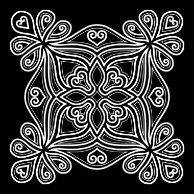 Çapraz doodle siyah ve beyaz