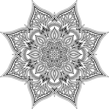 Mandala desen siyah beyaz karalamalar kroki