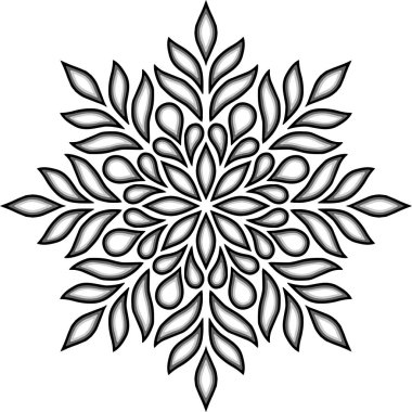 Mandala üç renkli siyah ve beyaz-gri doodle