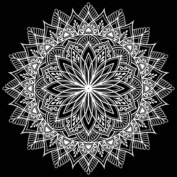 Patrón mandala garabatos blanco bosquejo — Vector de stock