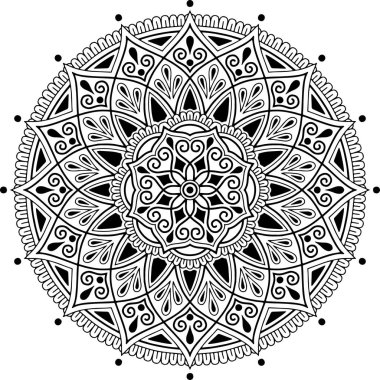 Mandala desen siyah beyaz karalamalar kroki