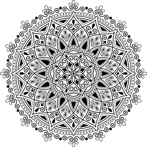 Mandala padrão preto e branco rabiscos esboço —  Vetores de Stock