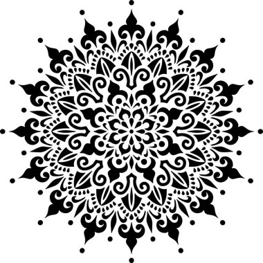 Mandala desen stencil karalama çizimi