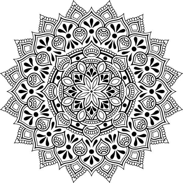 Mandala padrão preto e branco rabiscos esboço —  Vetores de Stock