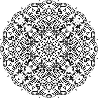Mandala desen siyah beyaz karalamalar kroki
