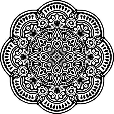 Mandala desen siyah beyaz karalamalar kroki