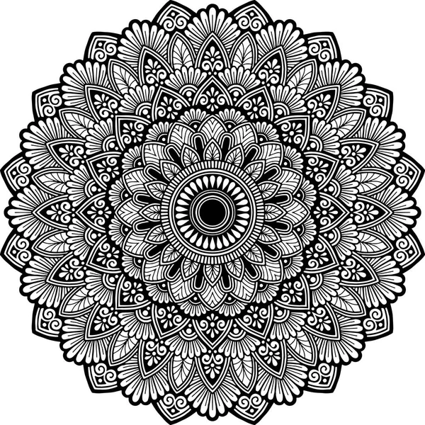 Mandala-Muster schwarz-weiße Doodles Skizze — Stockvektor