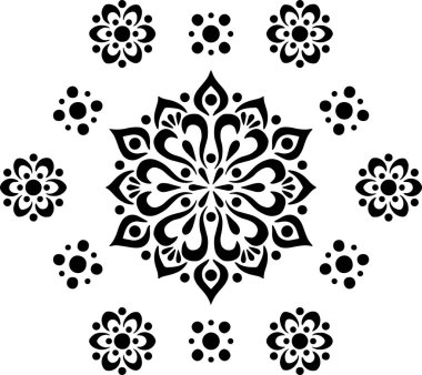 Mandala desen stencil karalama çizimi