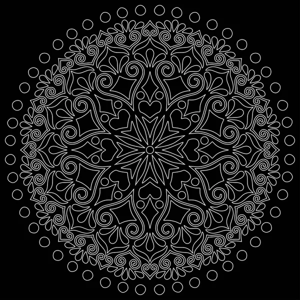 Mandala mintával fehér doodles vázlat — Stock Vector