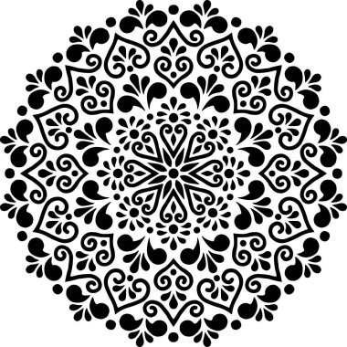 Mandala desen stencil karalama çizimi
