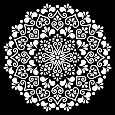 Desen Mandala beyaz şablon karalamalar kroki