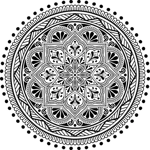Patrón Mandala croquis garabatos en blanco y negro — Archivo Imágenes Vectoriales