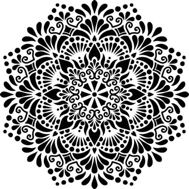 Mandala desen stencil karalama çizimi