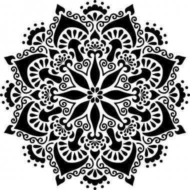 Mandala desen stencil karalama çizimi