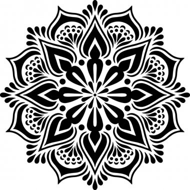 Mandala desen stencil karalama çizimi