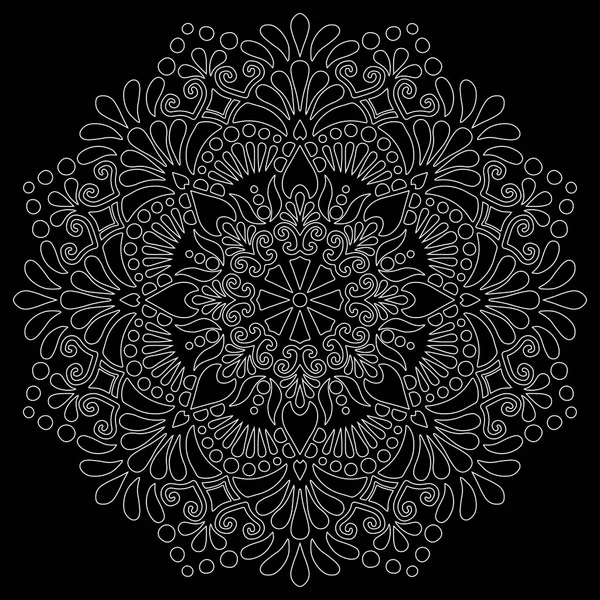 Mandala patroon witte doodles schets — Stockvector