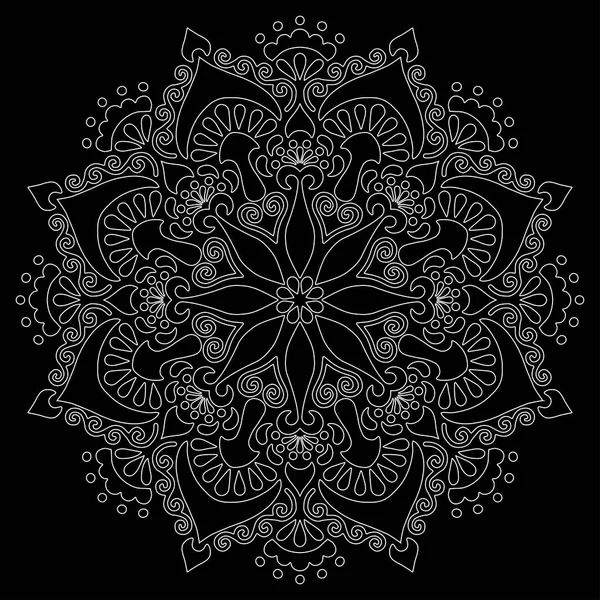 Mandala-Muster weiße Doodles Skizze — Stockvektor
