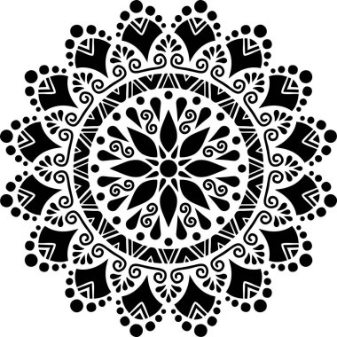 Mandala desen stencil karalama çizimi