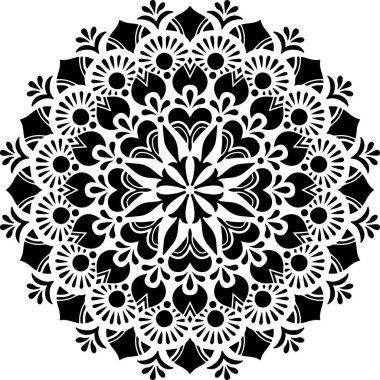 Mandala desen stencil karalama çizimi