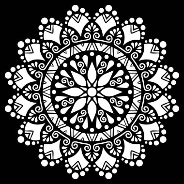 Desen Mandala beyaz şablon karalamalar kroki