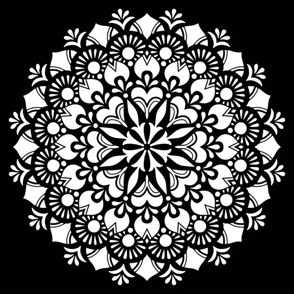 Desen Mandala beyaz şablon karalamalar kroki — Stok Vektör