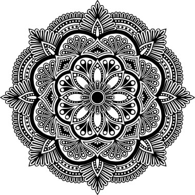 Mandala desen siyah beyaz karalamalar kroki