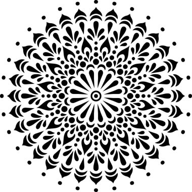 Mandala desen stencil karalama çizimi