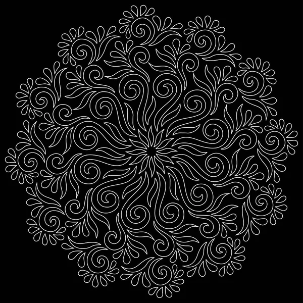 Patrón mandala garabatos blanco bosquejo — Vector de stock