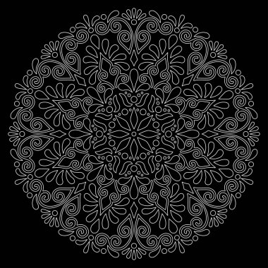 Mandala desen beyaz karalamalar kroki