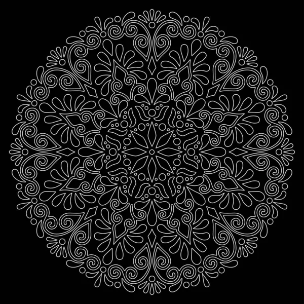Mandala padrão rabiscos brancos esboço — Vetor de Stock