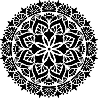 Mandala desen stencil karalama çizimi