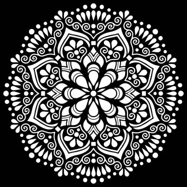Desen Mandala beyaz şablon karalamalar kroki