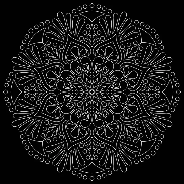 Mandala mintával fehér doodles vázlat — Stock Vector