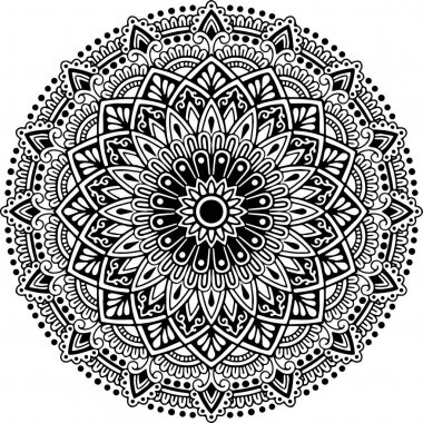 Mandala desen siyah beyaz karalamalar kroki